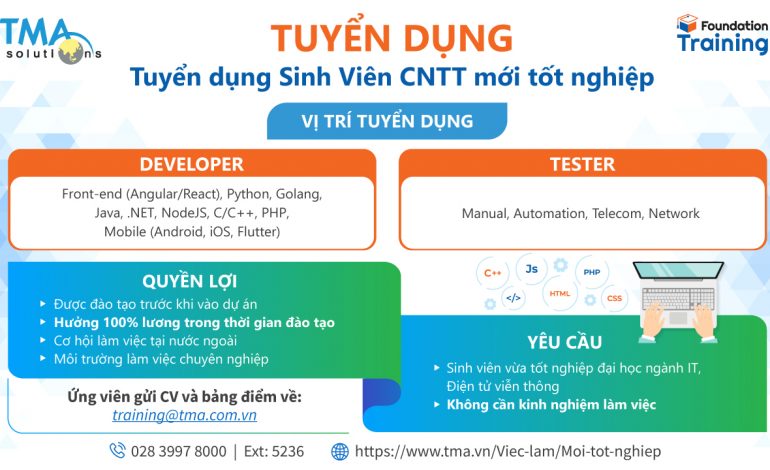 Công Ty TMA – Tuyển dụng/Tuyển Thực tập sinh khoá 32