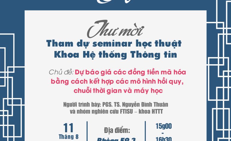 Thư mời tham dự seminar học thuật Khoa HTTT - Ngày 11/7/2022