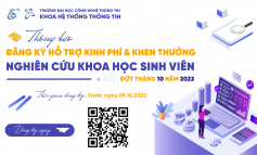 Thông Báo Đăng Ký Xét Kinh Phí Hỗ Trợ Và Khen Thưởng NCKH Sinh Viên Đợt Tháng 10 Năm 2022