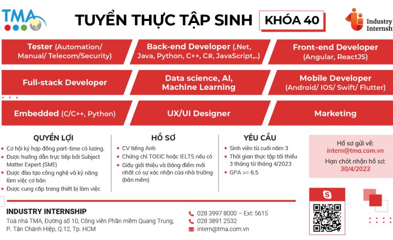 TMA tuyển thực tập sinh khóa 40