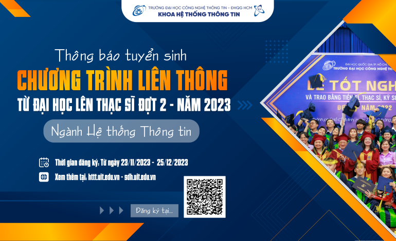 Thông báo gia hạn thời gian đăng ký chương trình liên thông (BS-MS) từ Đại học lên Thạc sĩ Đợt 2 năm 2023