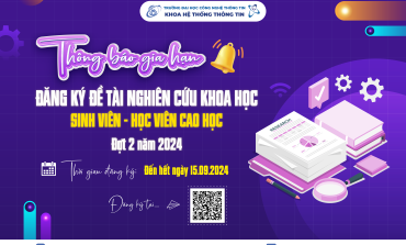 Thông báo về việc gia hạn thời gian đăng ký đề tài nghiên cứu khoa học sinh viên, học viên cao học đợt 2 năm 2024