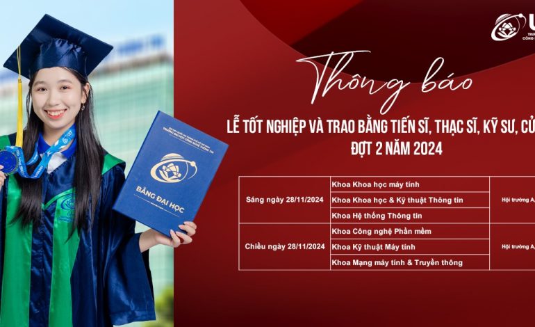 Kế hoạch tổ chức Lễ tốt nghiệp và Trao bằng đợt 2 năm 2024