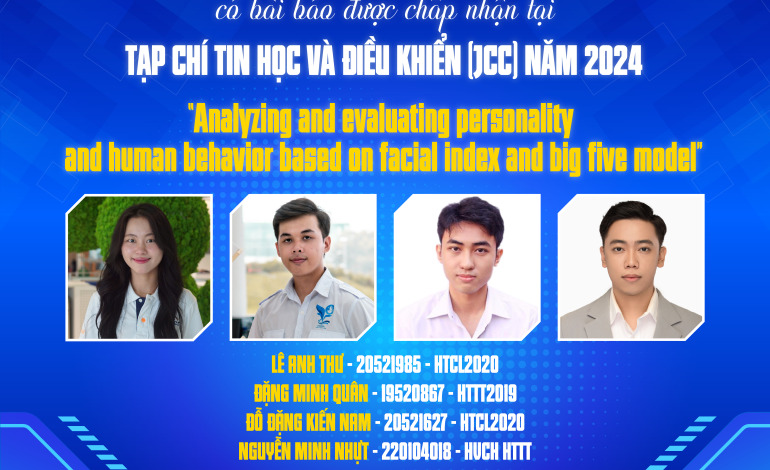 Chúc mừng nhóm sinh viên, học viên cao học khoa HTTT có bài báo tại Tạp chí Tin học và Điều khiển JCC năm 2024