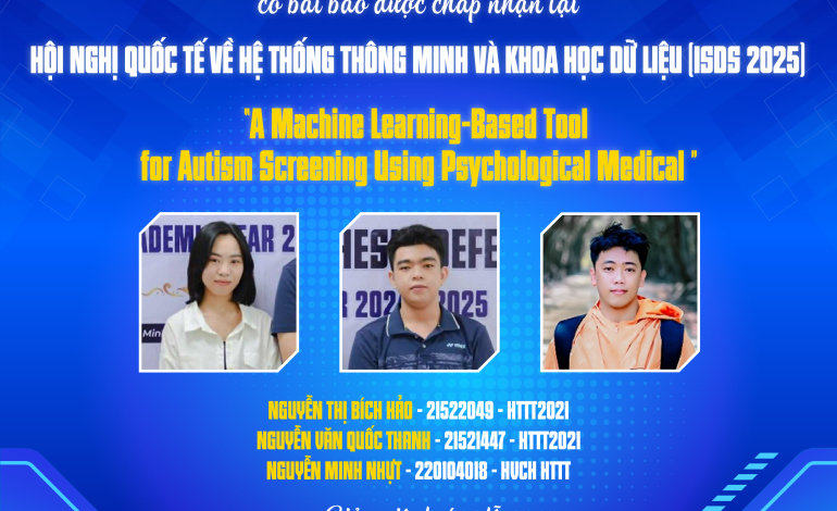 Chúc mừng nhóm sinh viên HTTT2021, học viên cao học ngành HTTT có bài báo tại Hội nghị Quốc tế về Hệ thống thông minh và Khoa học dữ liệu (ISDC 2025)