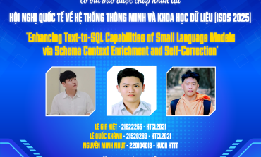 Chúc mừng nhóm sinh viên, học viên cao học khoa HTTT có bài báo tại Hội nghị Quốc tế về Hệ thống thông minh và Khoa học dữ liệu (ISDC 2025)