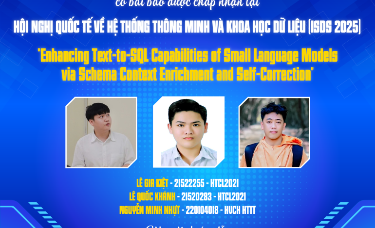 Chúc mừng nhóm sinh viên, học viên cao học khoa HTTT có bài báo tại Hội nghị Quốc tế về Hệ thống thông minh và Khoa học dữ liệu (ISDC 2025)
