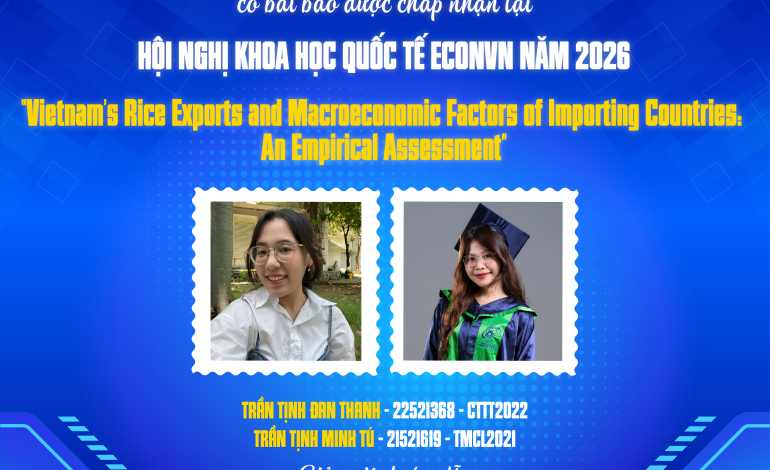 Chúc mừng nhóm sinh viên lớp TMCL2021, CTTT2022 có bài báo tại Hội nghị Khoa học Quốc tế ECONVN 2026
