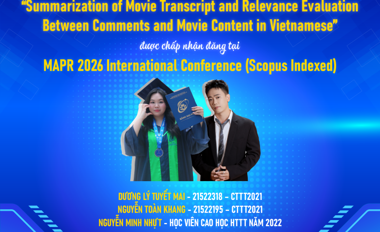Chúc mừng nhóm sinh viên lớp CTTT2021 và học viên cao học ngành Hệ thống Thông tin có bài báo được chấp nhận tại hội nghị khoa học quốc tế MAPR 2026