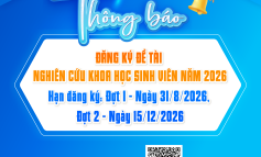 Thông báo về việc Đăng ký Đề tài Nghiên cứu Khoa học Sinh viên năm 2026